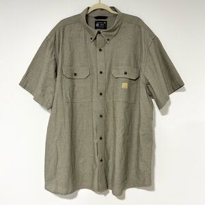 Carhartt Men's Gray Button Down‎ Short Sleeve Shirt 3XL